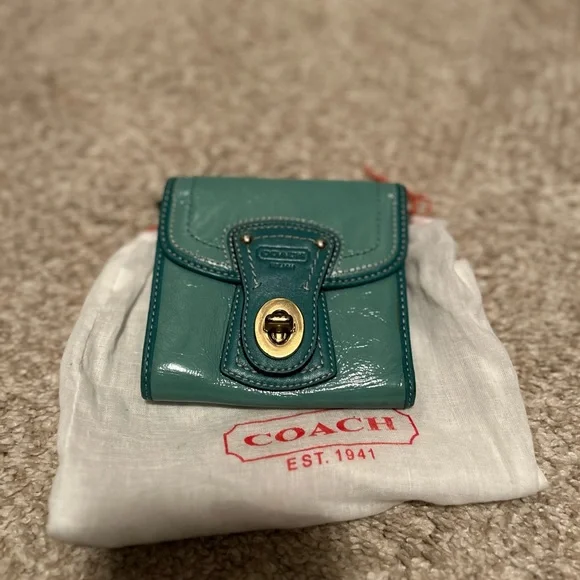 Genuine Teal Coach Leather Wallet - Picture 1 of 4